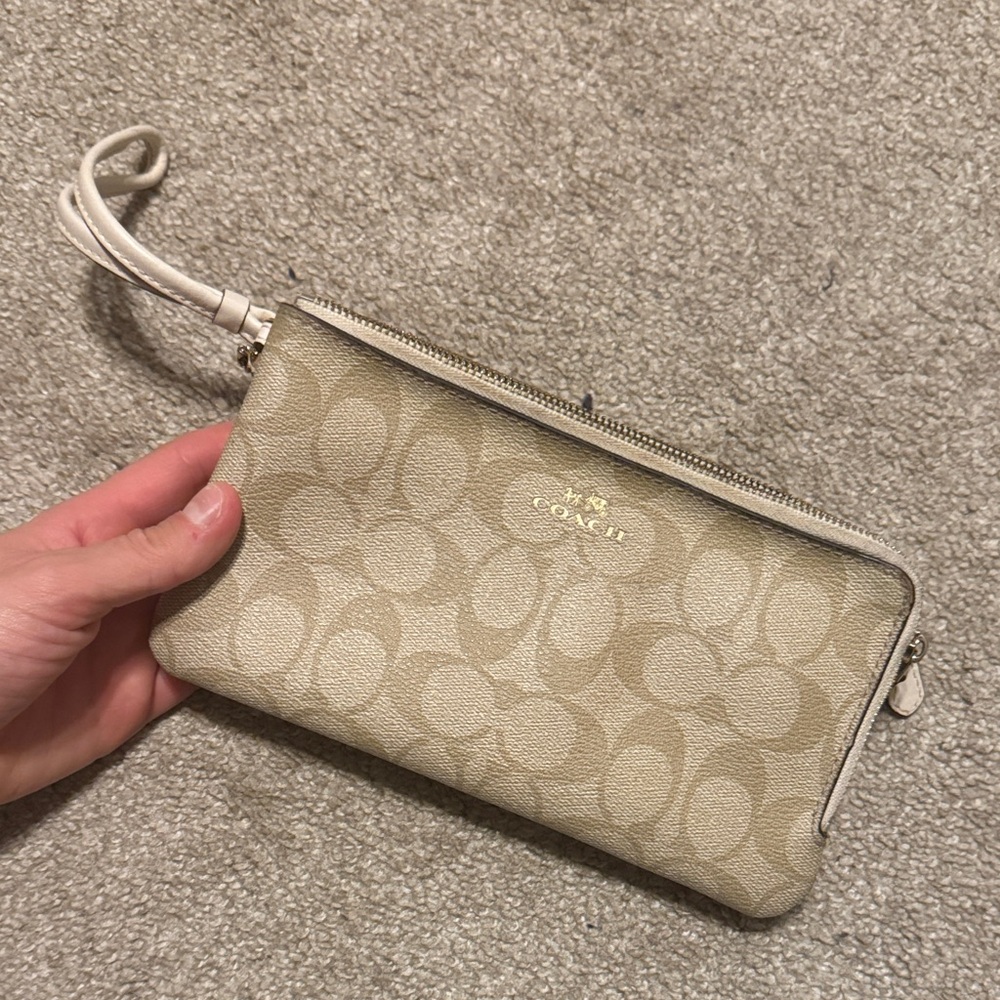 Coach Signature Beige Wristlet